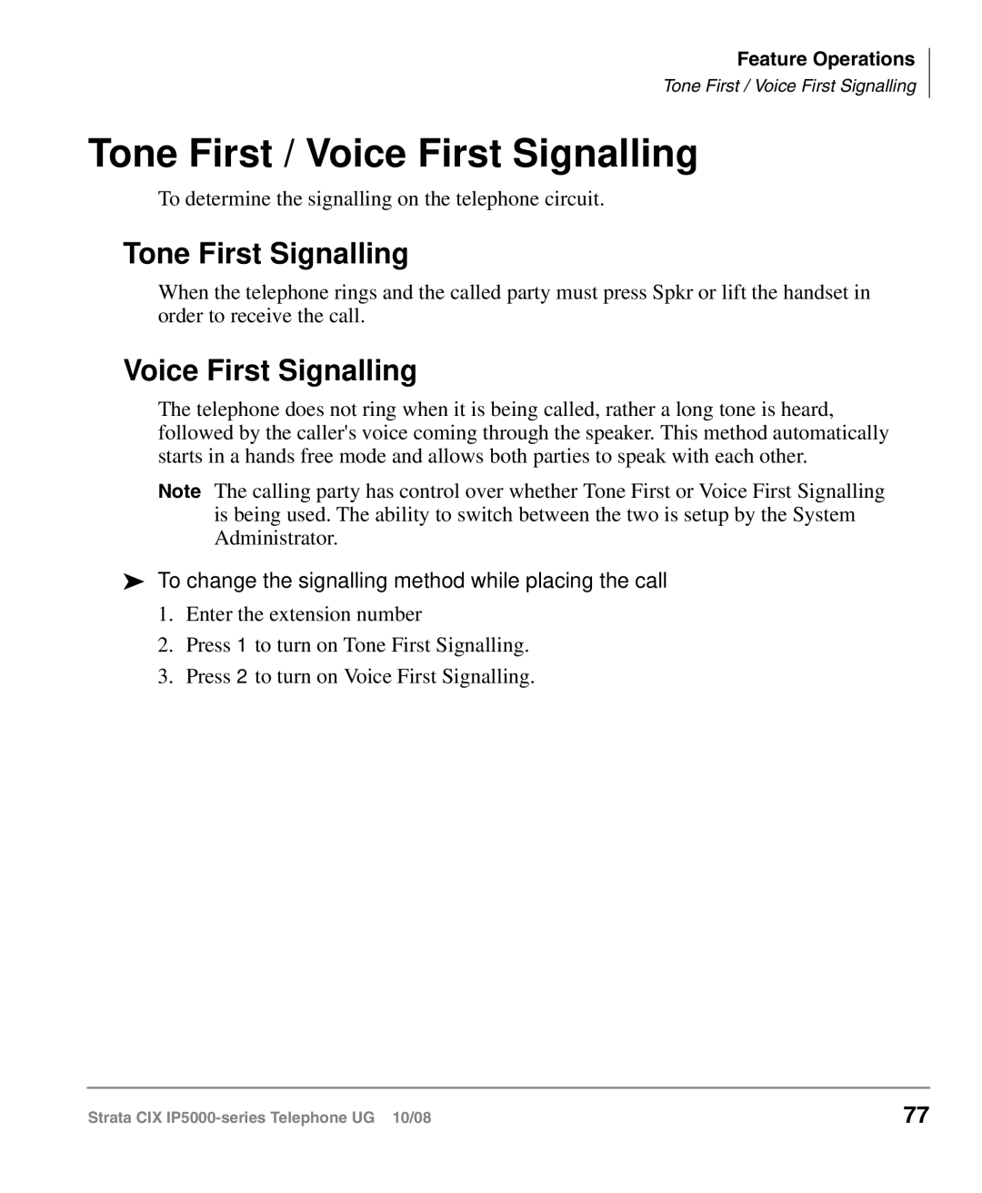 Toshiba IP5000 manual Tone First / Voice First Signalling, Tone First Signalling 