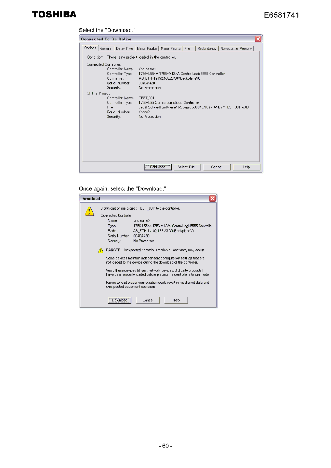 Toshiba IPE002Z instruction manual Select the Download Once again, select the Download 