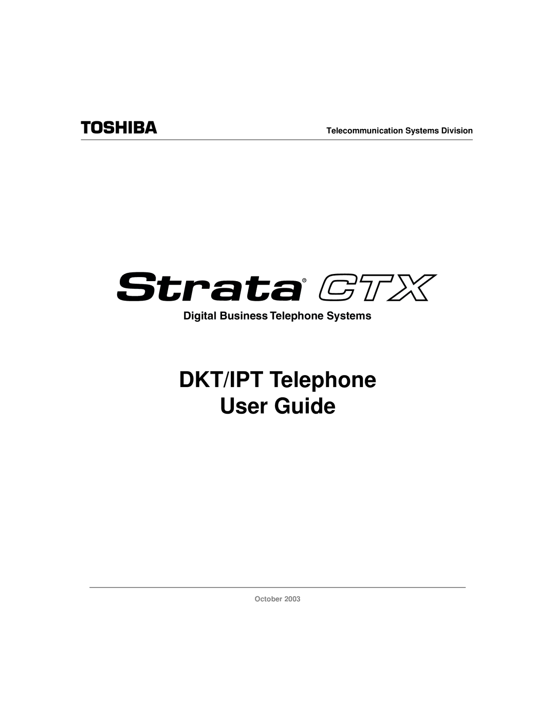 Toshiba manual DKT/IPT Telephone User Guide 