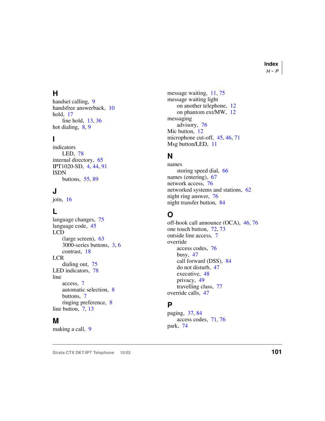 Toshiba DKT, IPT manual 101 