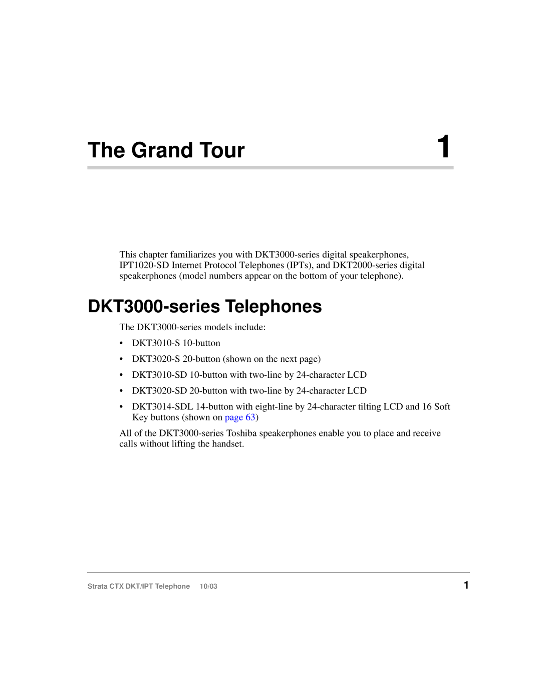 Toshiba IPT manual Grand Tour, DKT3000-series Telephones 