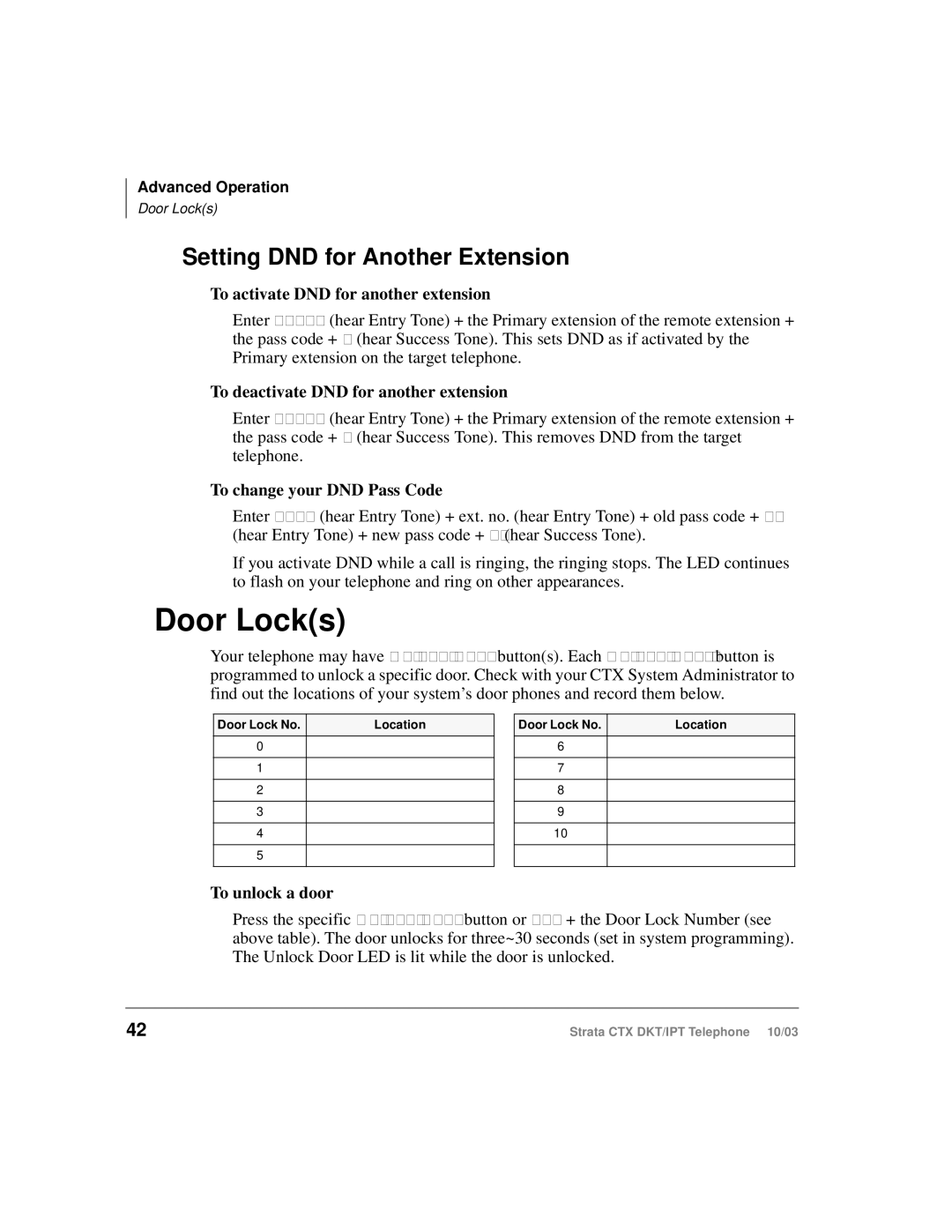 Toshiba IPT, DKT manual Door Locks, Setting DND for Another Extension 