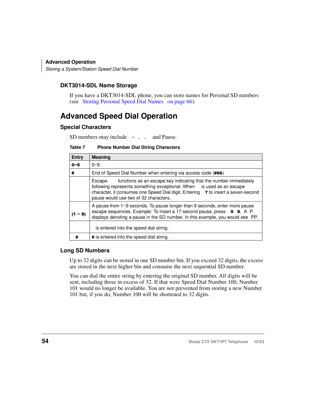 Toshiba IPT manual Advanced Speed Dial Operation, DKT3014-SDL Name Storage 