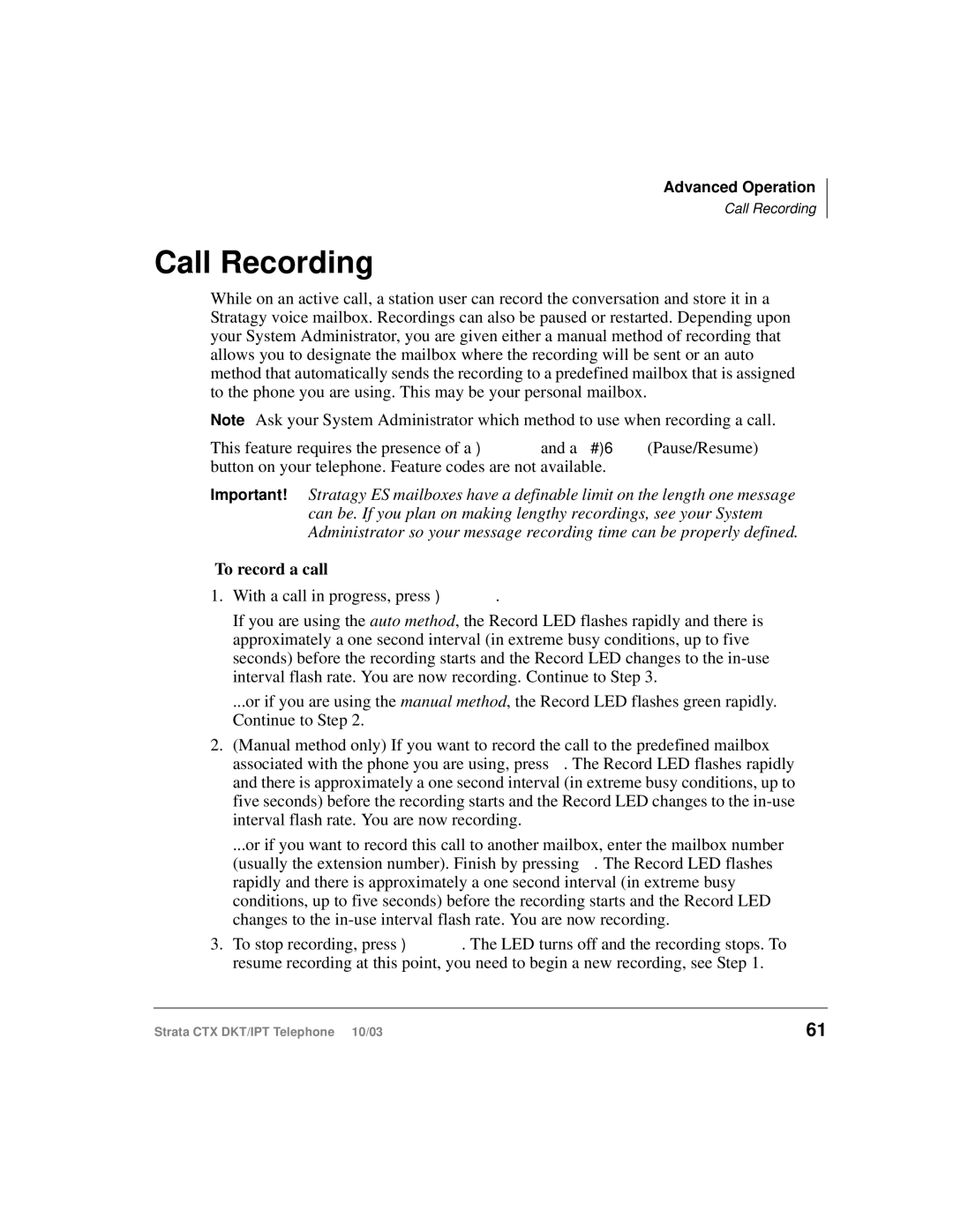 Toshiba DKT, IPT manual Call Recording, To record a call 