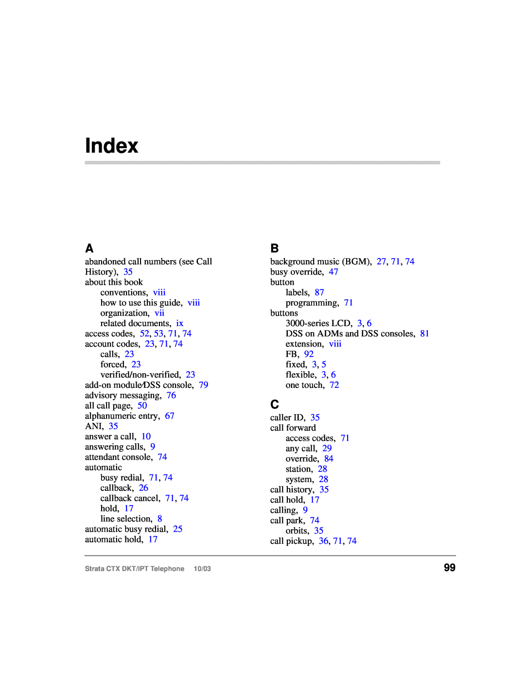Toshiba DKT, IPT manual Index 