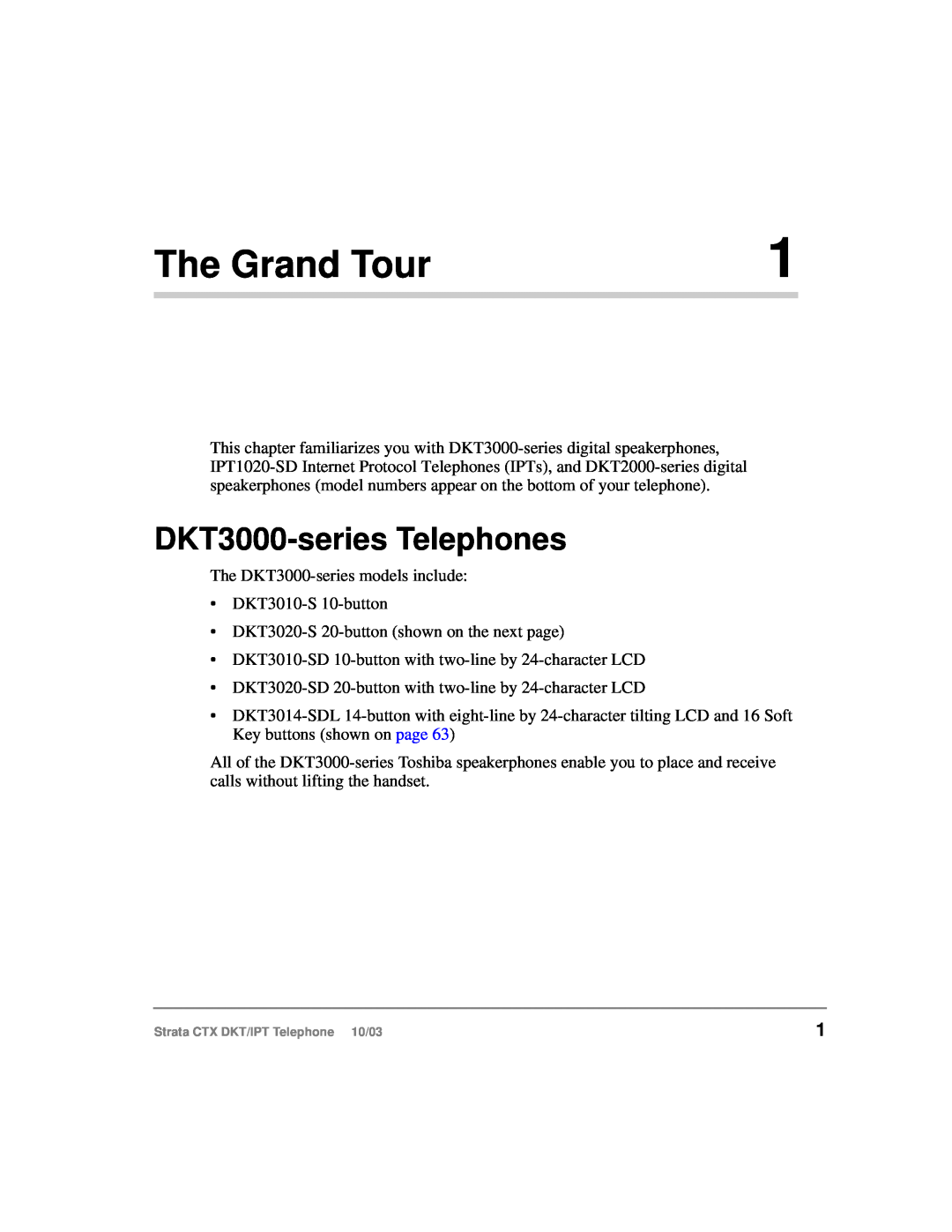 Toshiba IPT manual The Grand Tour, DKT3000-series Telephones 