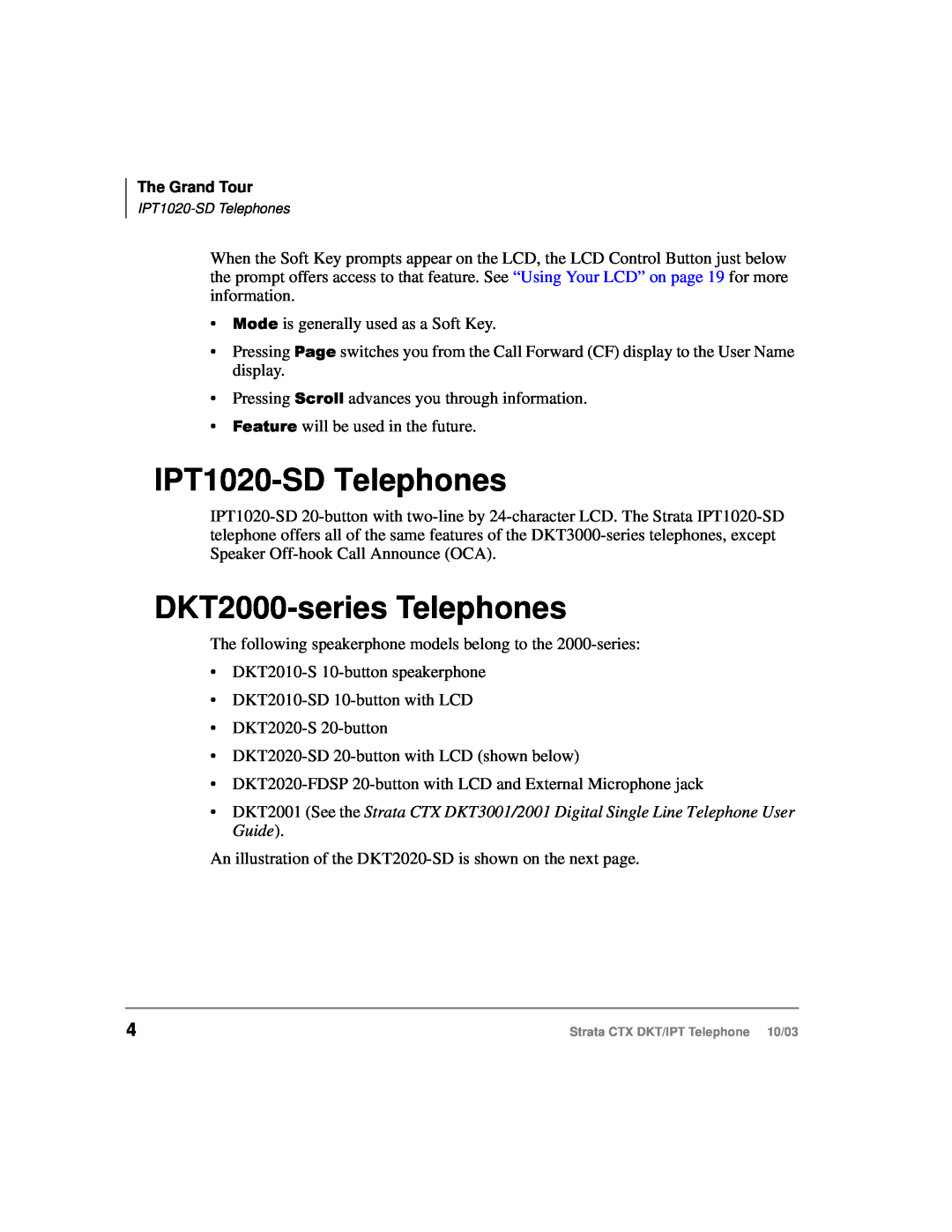 Toshiba manual IPT1020-SD Telephones, DKT2000-series Telephones 