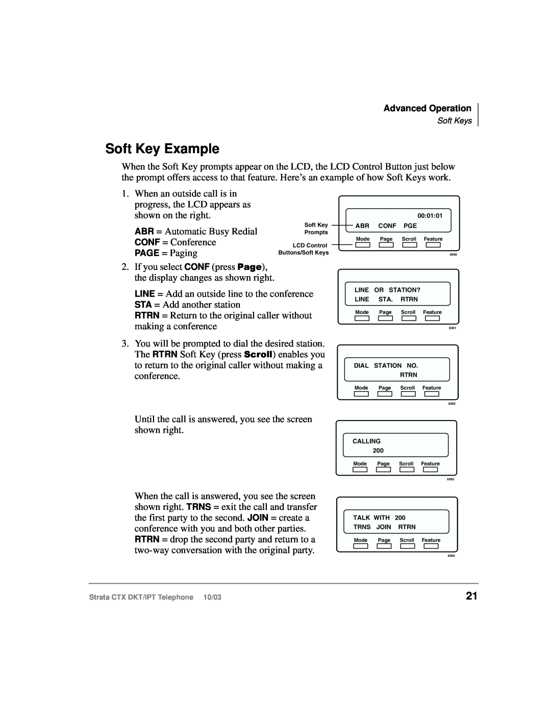 Toshiba DKT, IPT manual Soft Key Example 