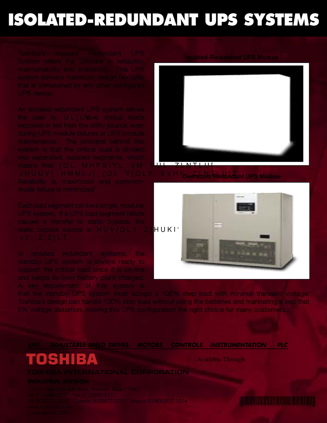 Toshiba Isolated-Redundant UPS System manual ISOLATED-REDUNDANT UPS Systems, Available Through 