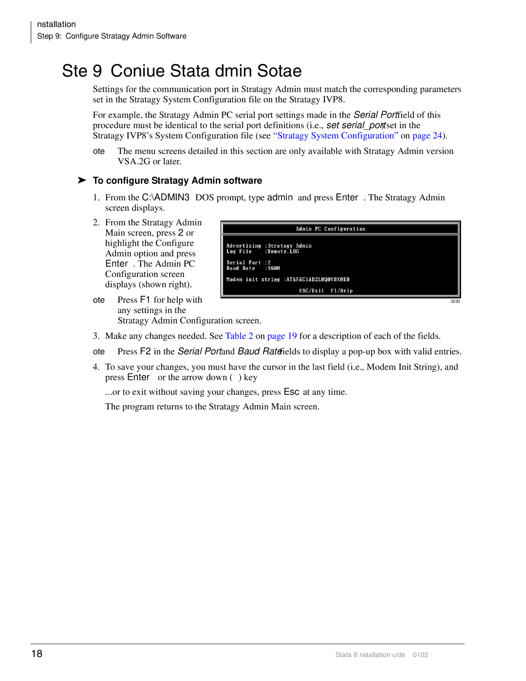 Toshiba IVP8 manual Configure Stratagy Admin Software, To configure Stratagy Admin software 