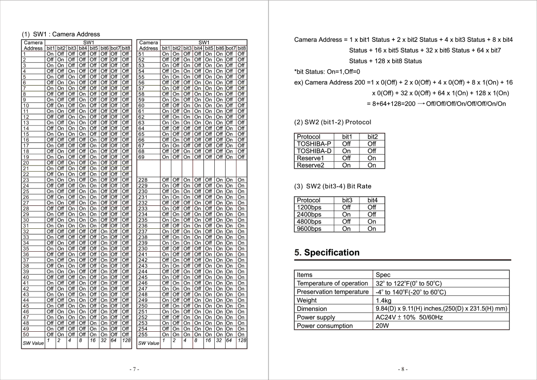 Toshiba JK-H01A manual 