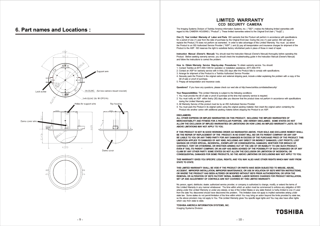 Toshiba JK-H01A manual 