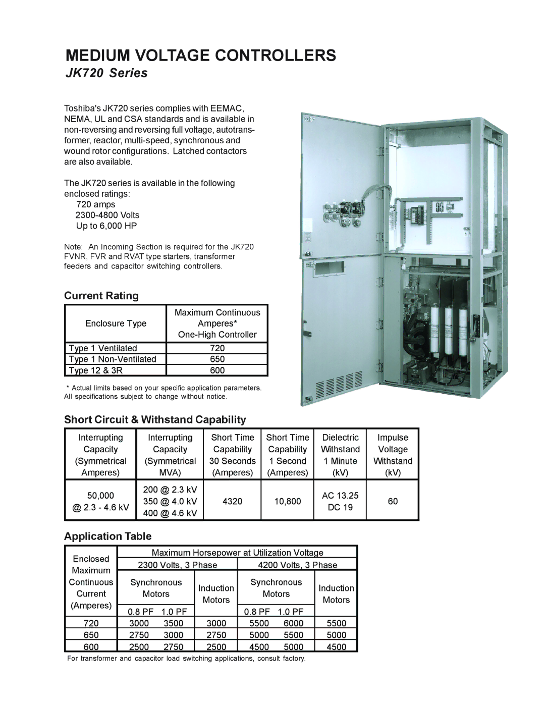 Toshiba JK Series manual Maximum Continuous 