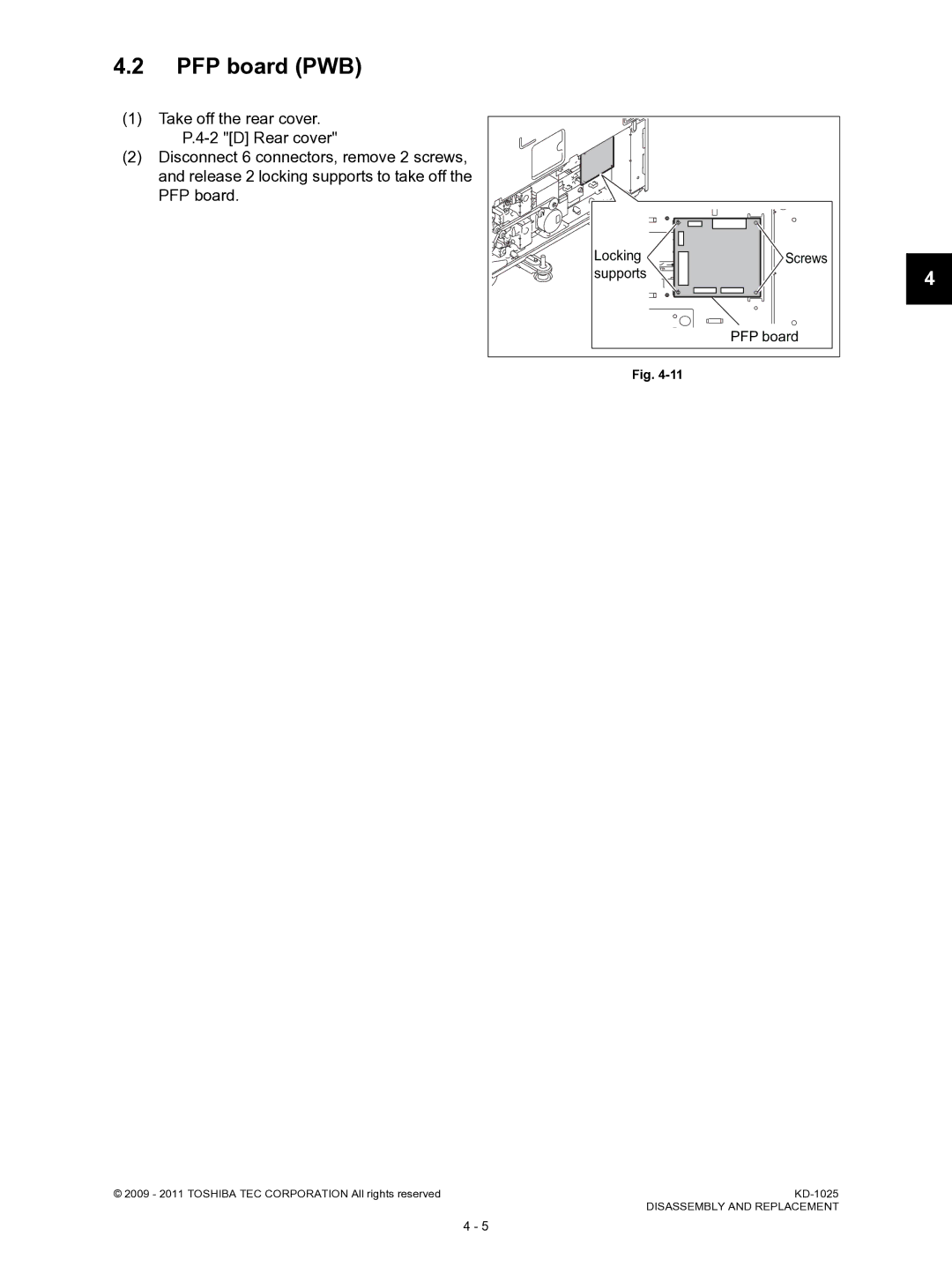 Toshiba KD-1025 manual PFP board PWB 