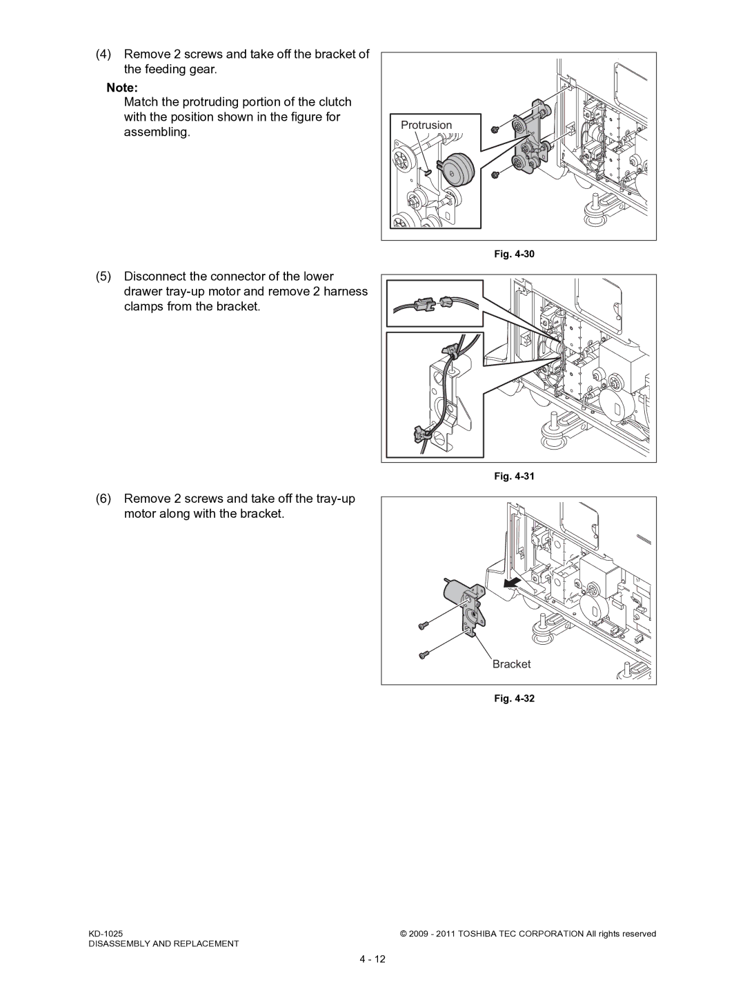 Toshiba KD-1025 manual Protrusion 