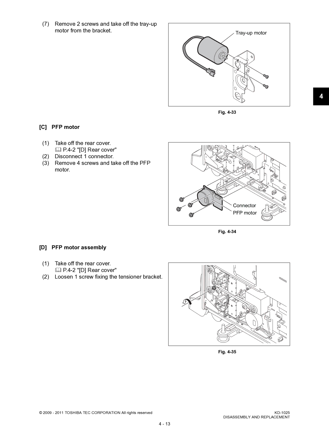 Toshiba KD-1025 manual PFP motor assembly 