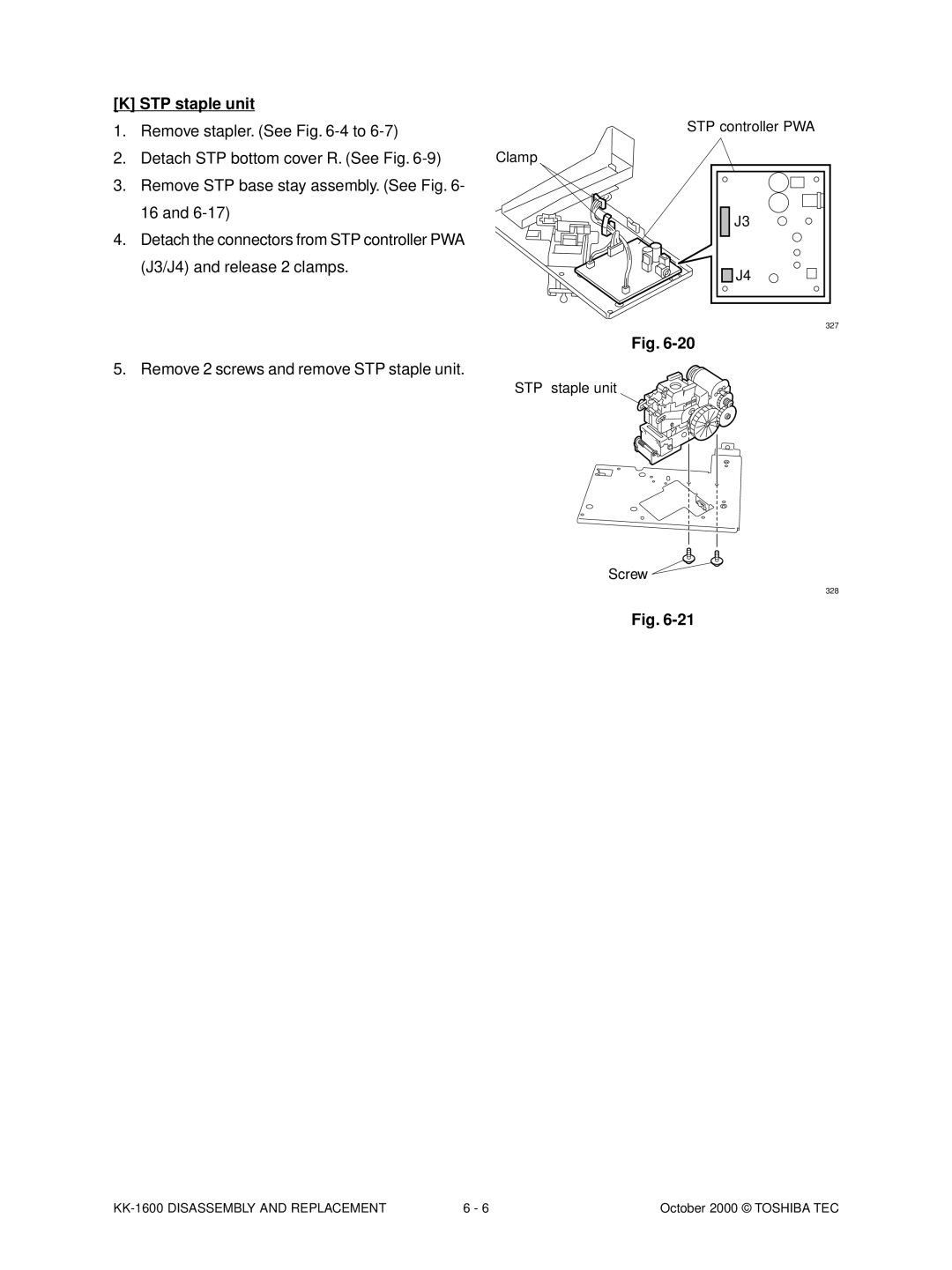 Toshiba KK-1600 manual STP staple unit 