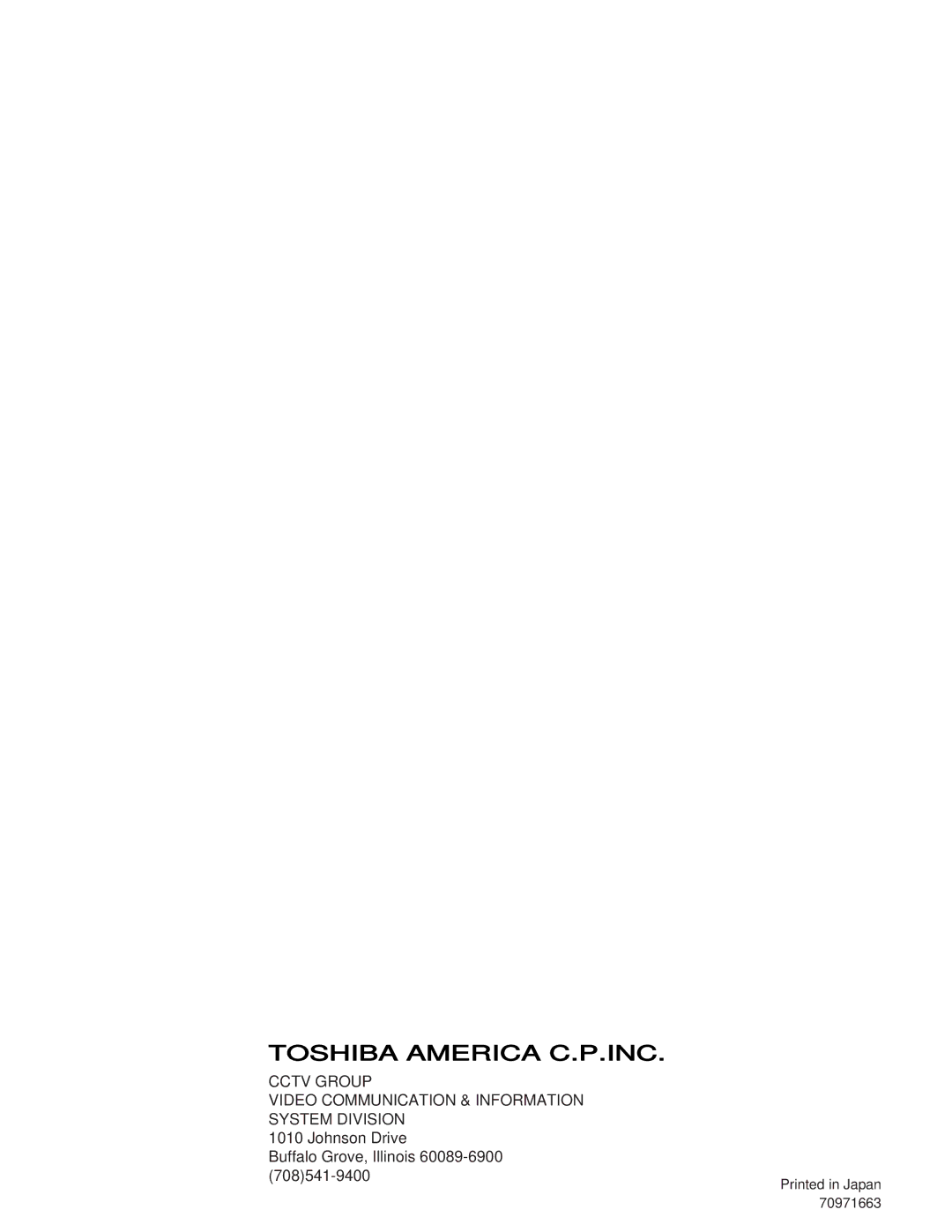 Toshiba KV-7960A instruction manual Toshiba America C.P.INC 