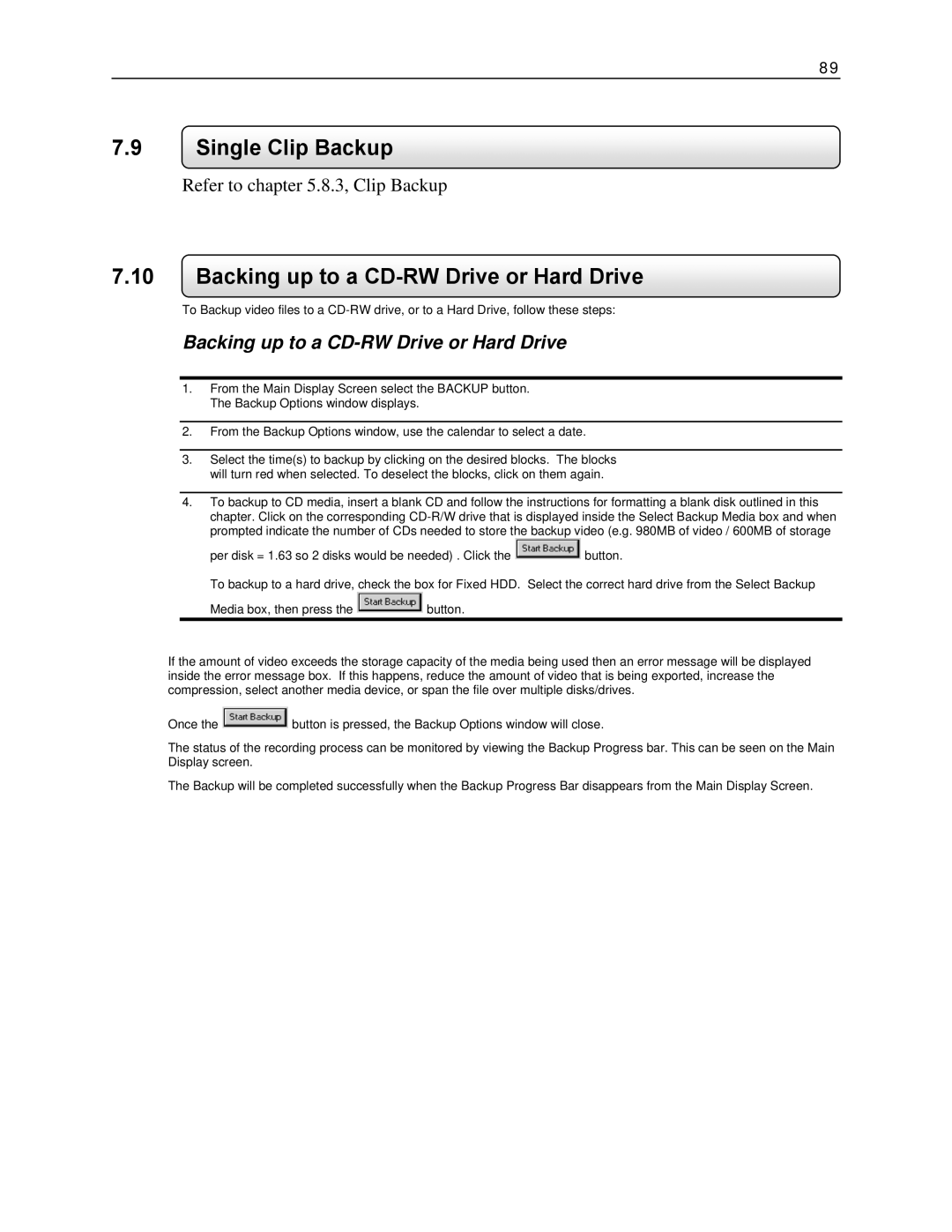 Toshiba KV-DVR manual Backing up to a CD-RW Drive or Hard Drive 