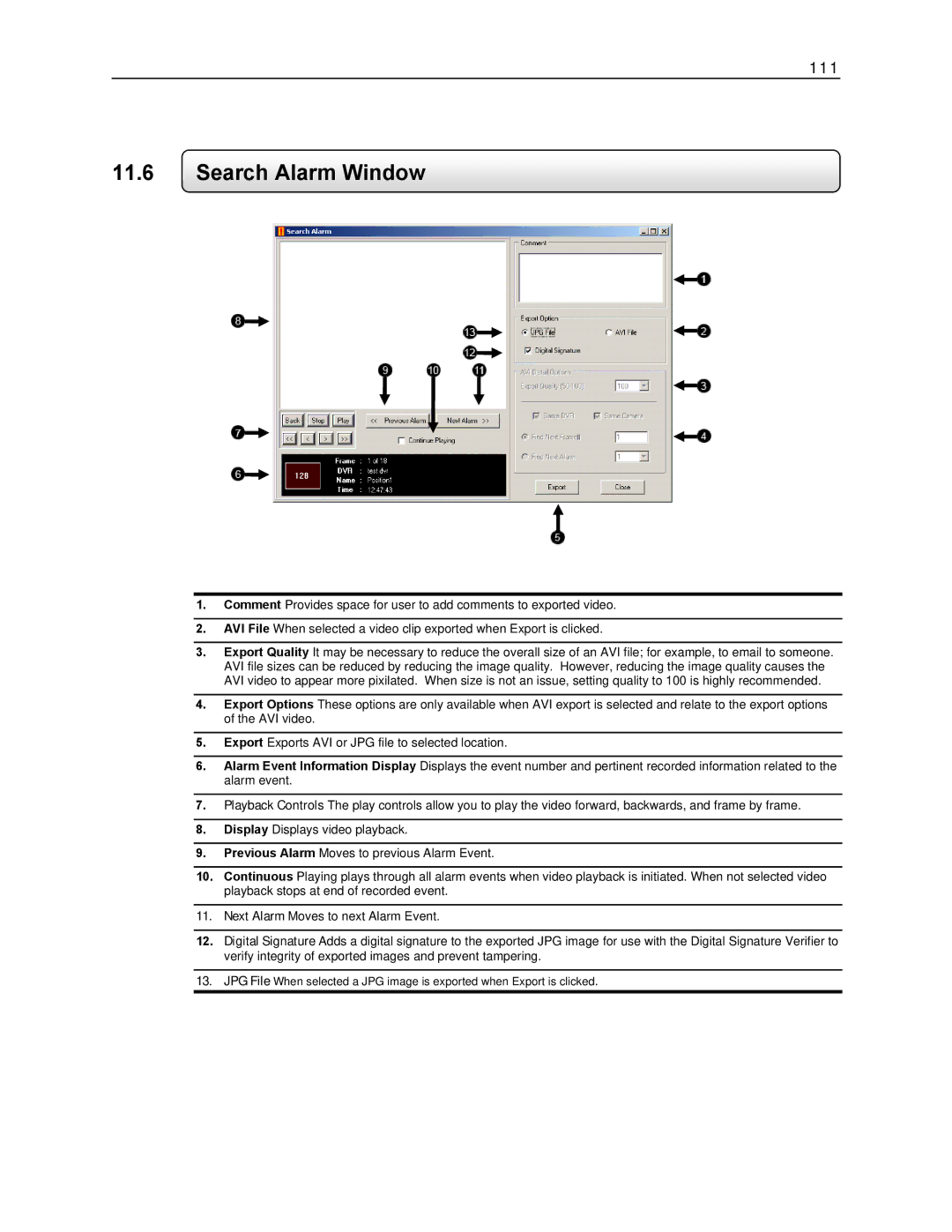 Toshiba KV-DVR manual Search Alarm Window 