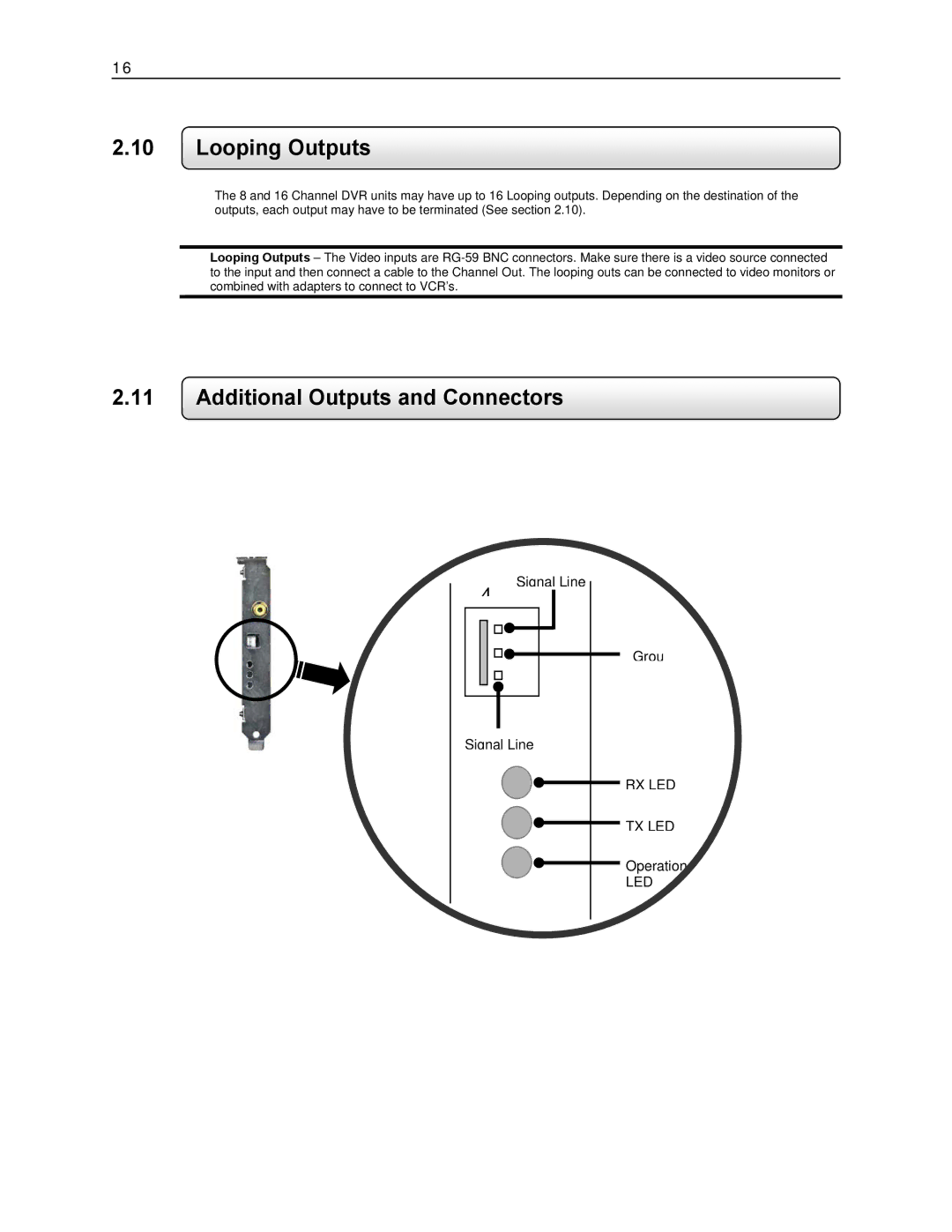 Toshiba KV-DVR manual Looping Outputs, Additional Outputs and Connectors 