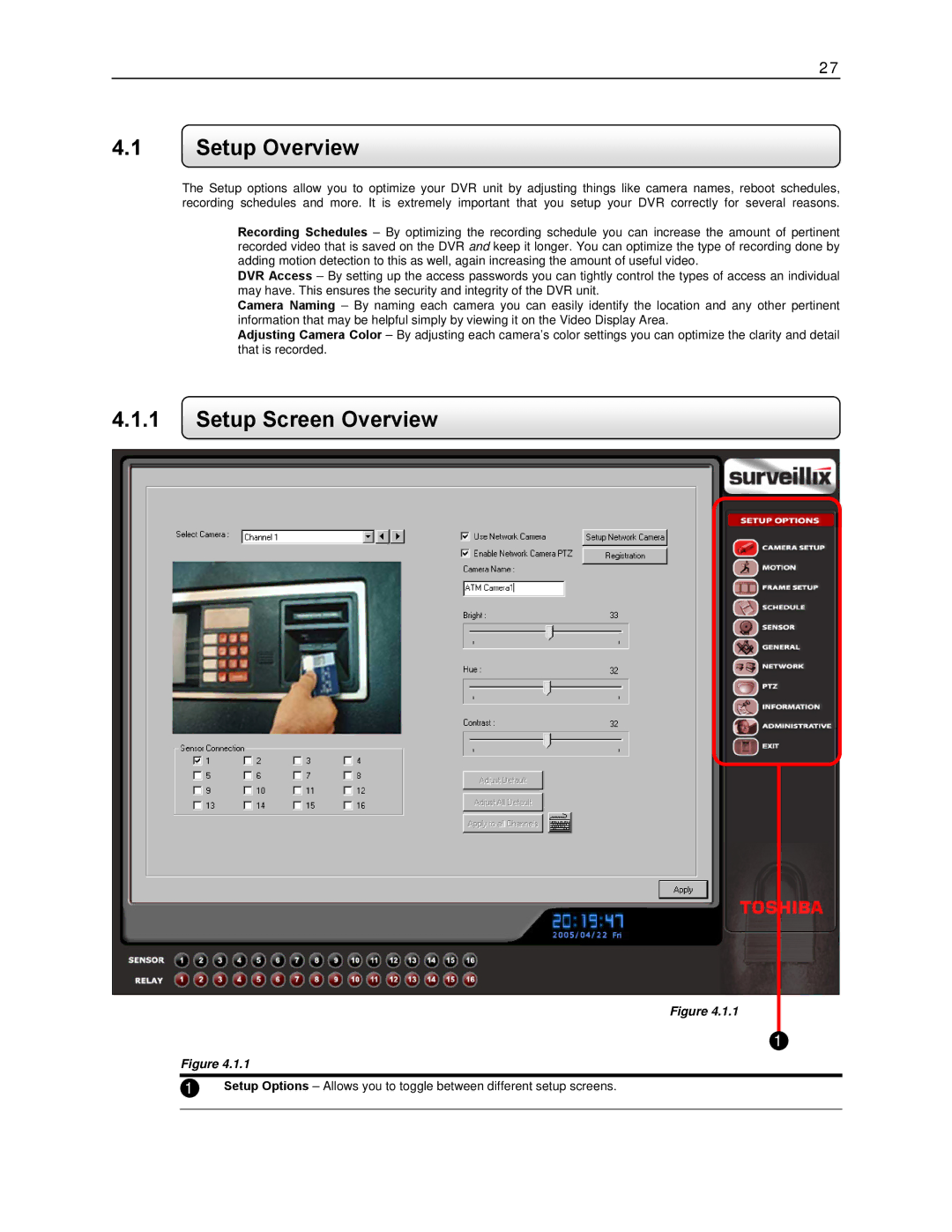 Toshiba KV-DVR manual Setup Overview, Setup Screen Overview 