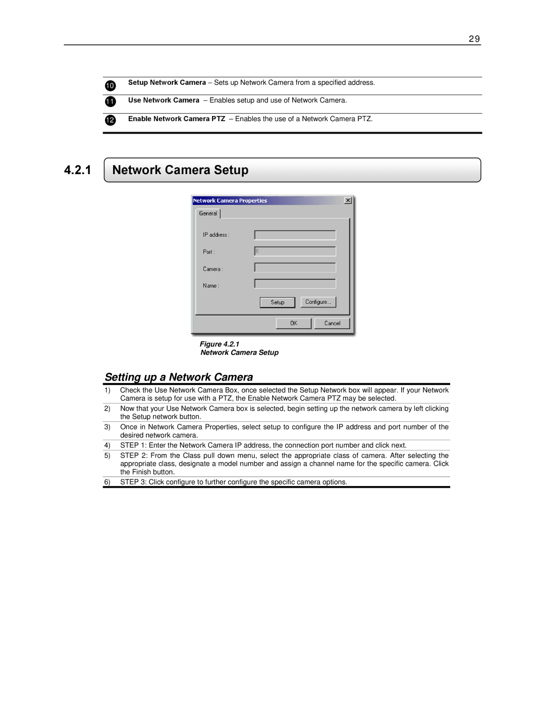 Toshiba KV-DVR manual Network Camera Setup, Setting up a Network Camera 