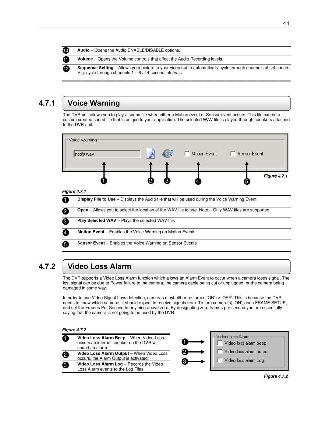 Toshiba KV-DVR manual Voice Warning, Video Loss Alarm 