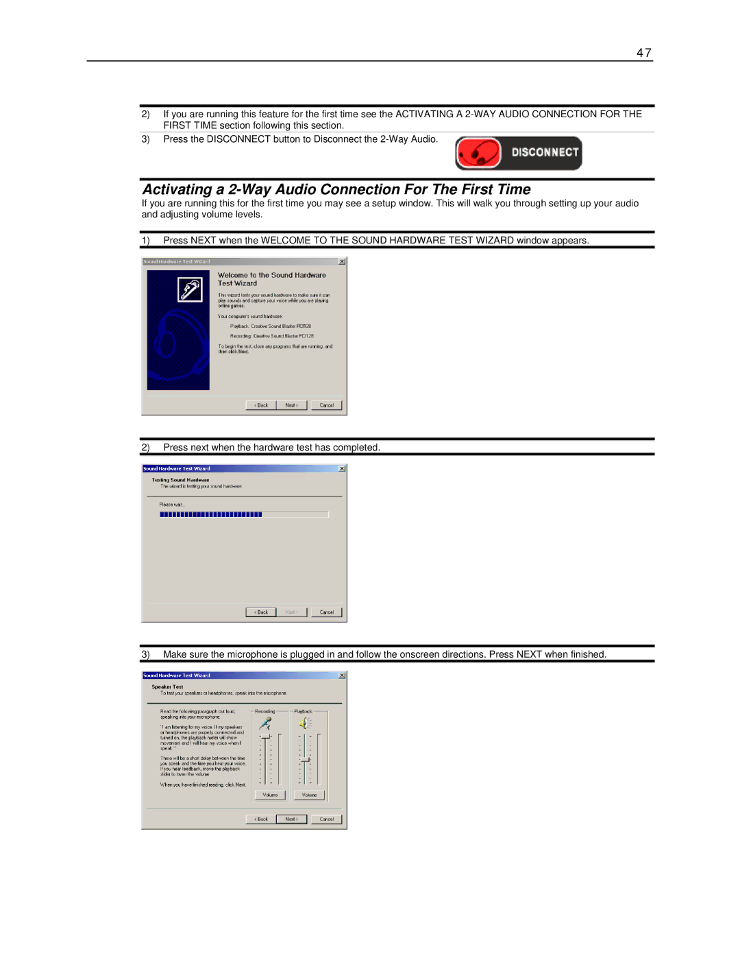 Toshiba KV-DVR manual Activating a 2-Way Audio Connection For The First Time 