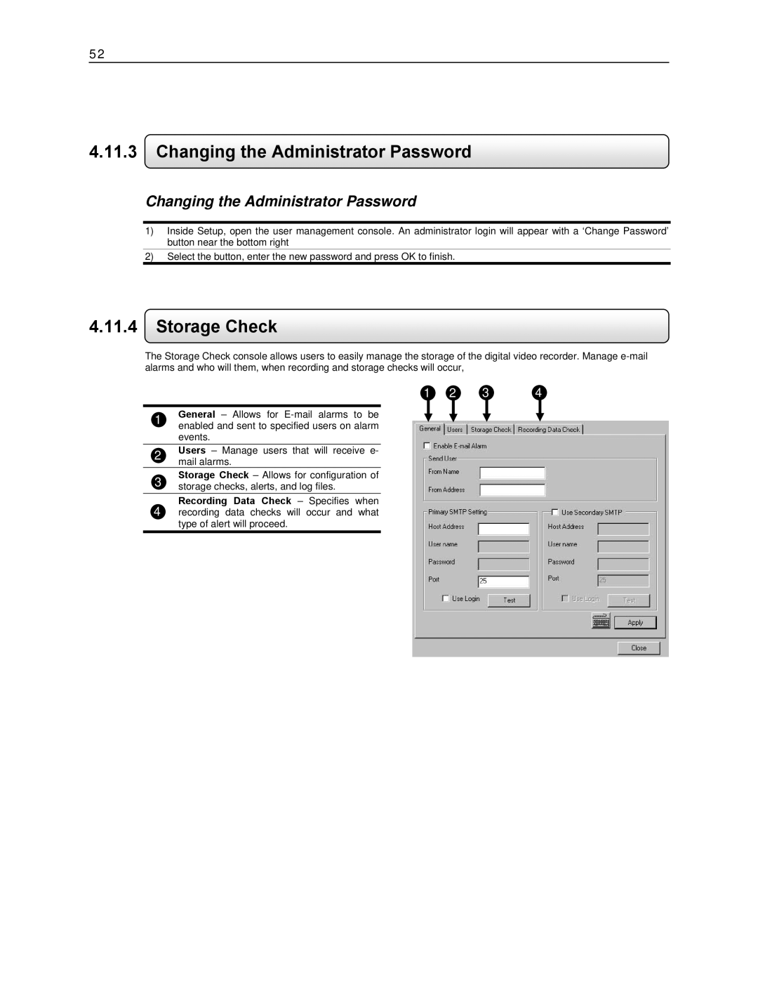 Toshiba KV-DVR manual Changing the Administrator Password, Storage Check 