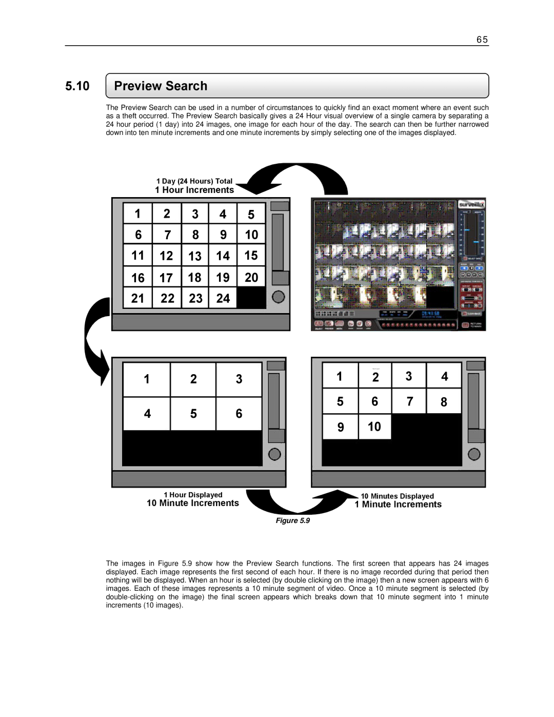 Toshiba KV-DVR manual Preview Search, Minute Increments 