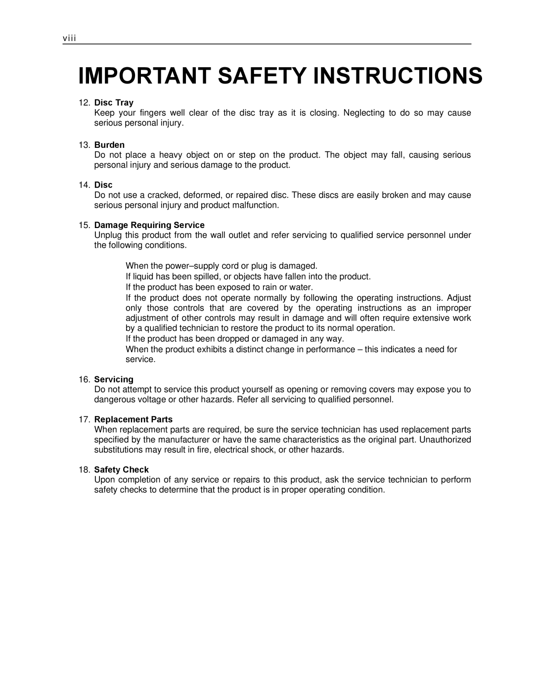 Toshiba KV-DVR manual Viii 