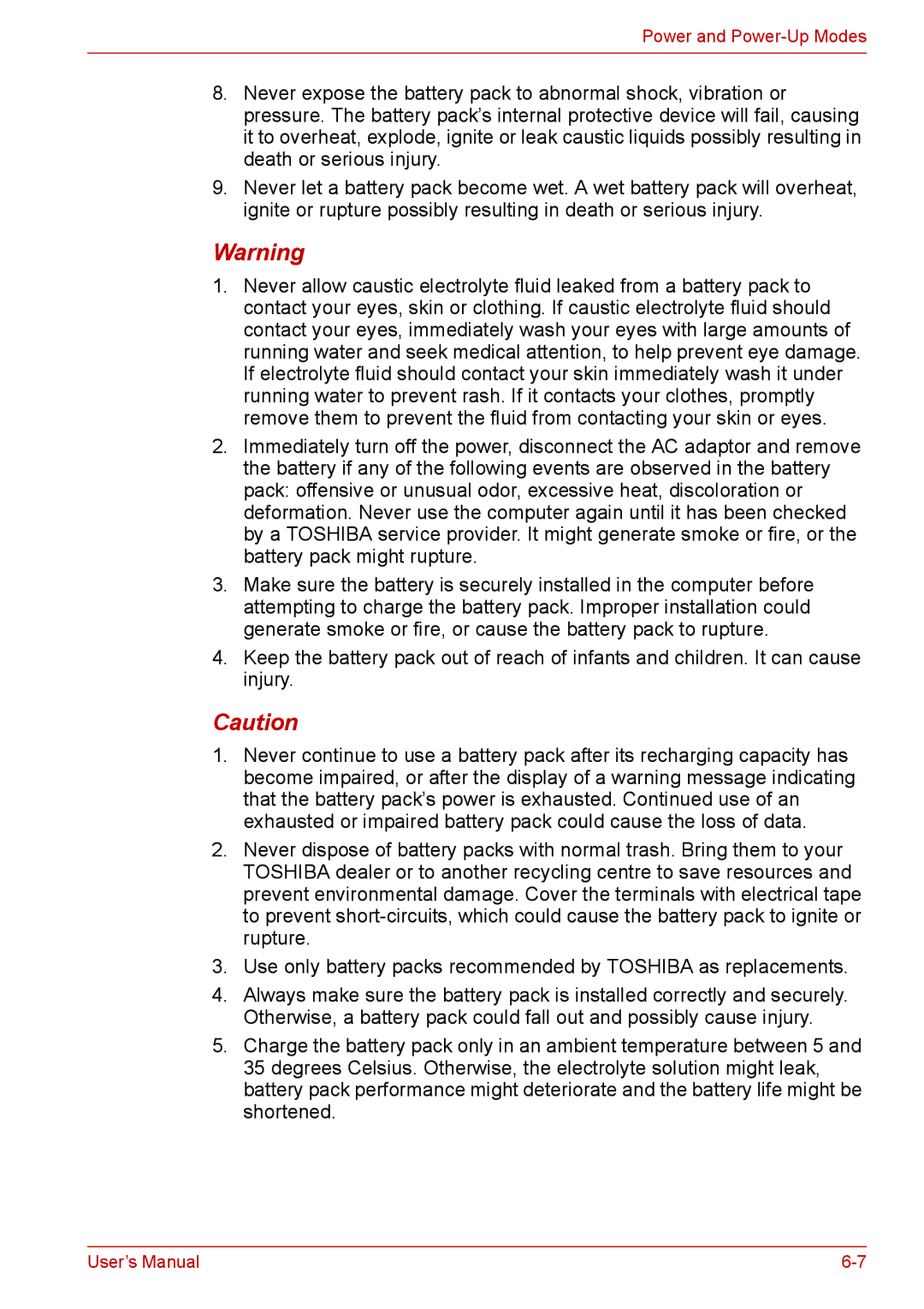 Toshiba L310 user manual Power and Power-Up Modes 