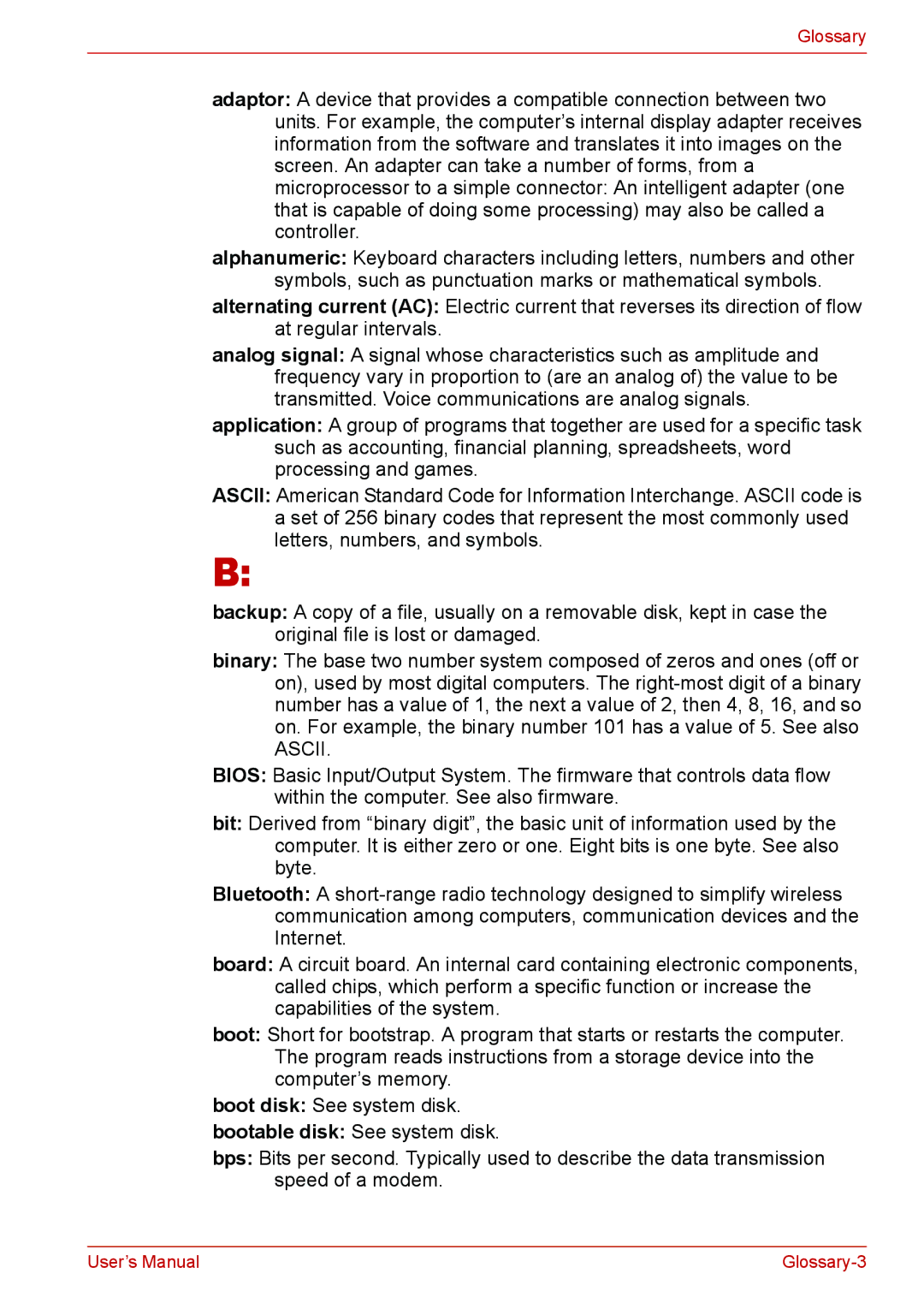 Toshiba L310 user manual Ascii 