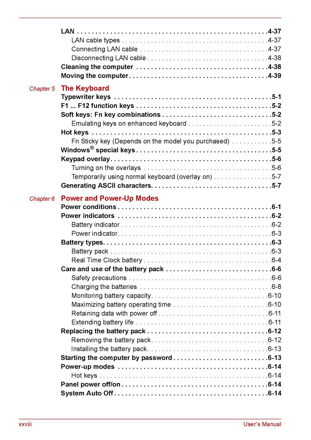 Toshiba L310 user manual Keyboard 