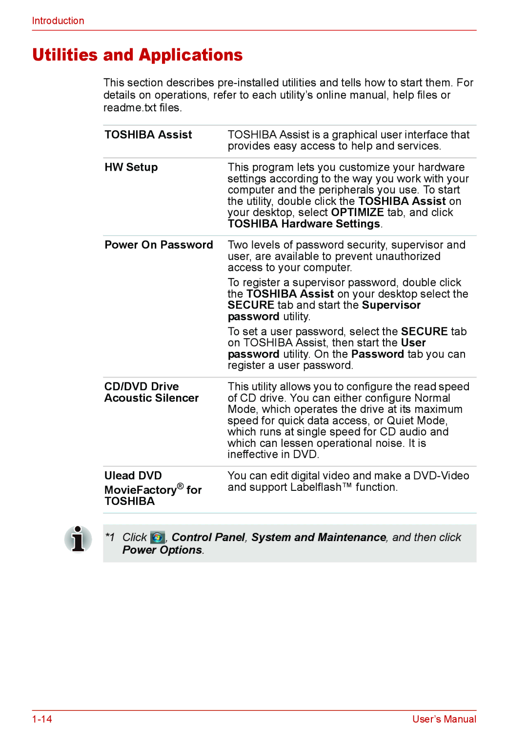 Toshiba L310 user manual Utilities and Applications 