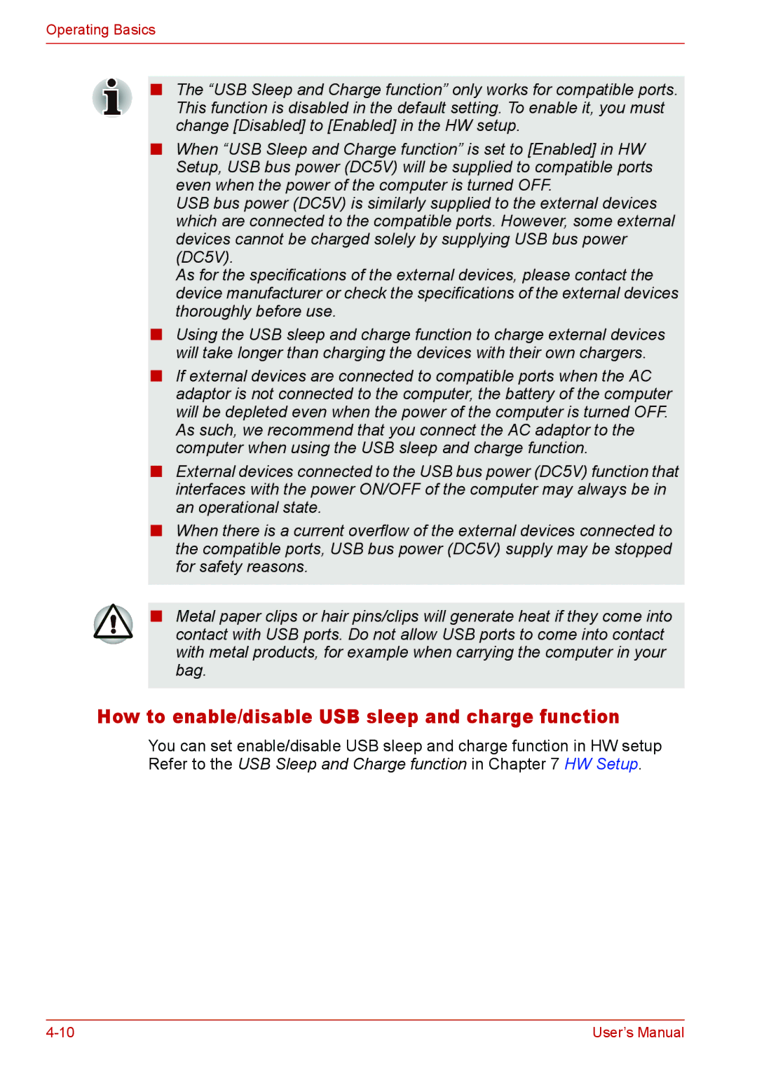 Toshiba L310 user manual How to enable/disable USB sleep and charge function 