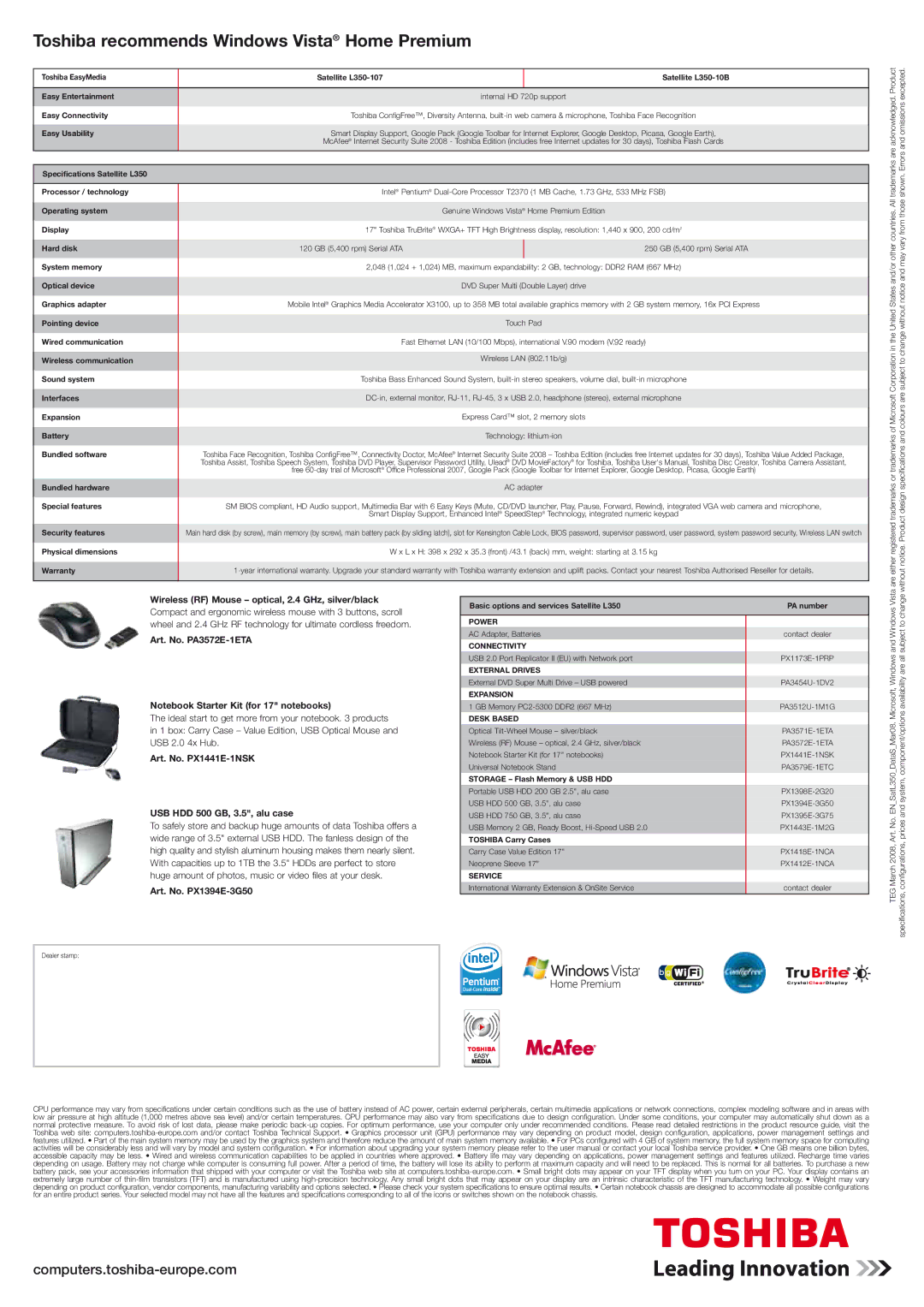 Toshiba L350 manual Wireless RF Mouse optical, 2.4 GHz, silver/black, Art. No. PA3572E-1ETA, Art. No. PX1394E-3G50 