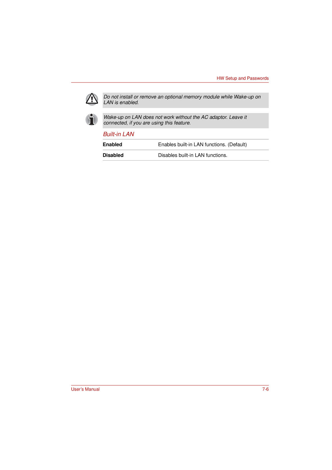 Toshiba L350 user manual Built-in LAN 