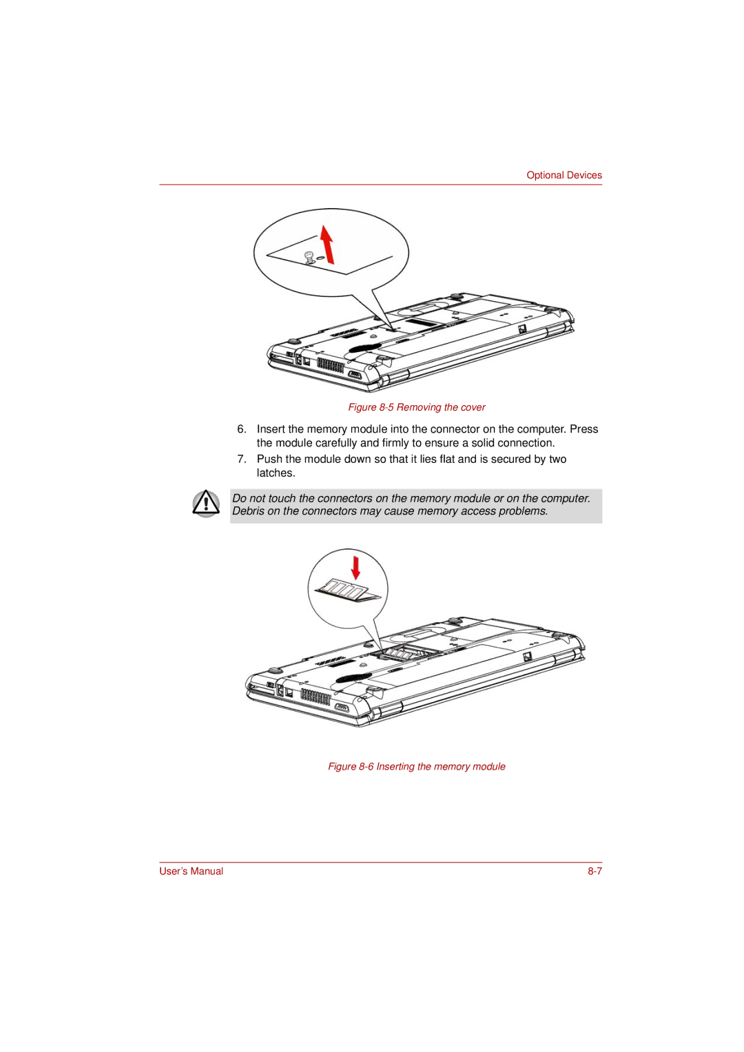 Toshiba L350 user manual Removing the cover 