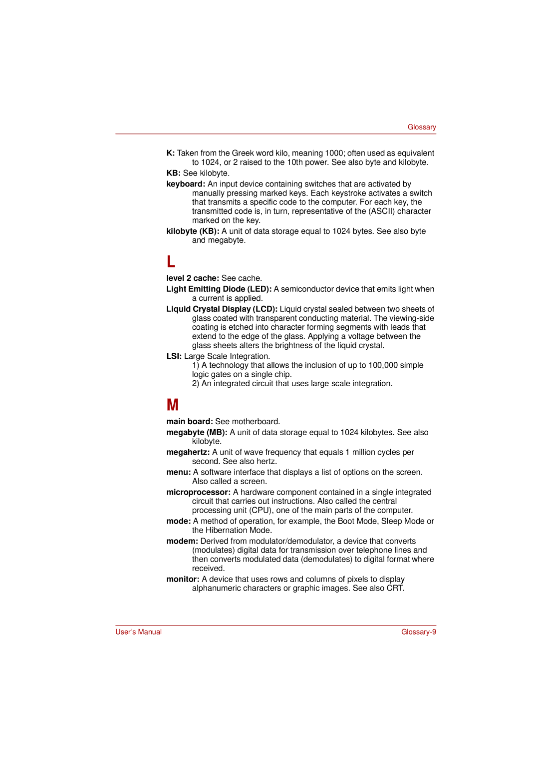 Toshiba L350 user manual Level 2 cache See cache, Main board See motherboard 