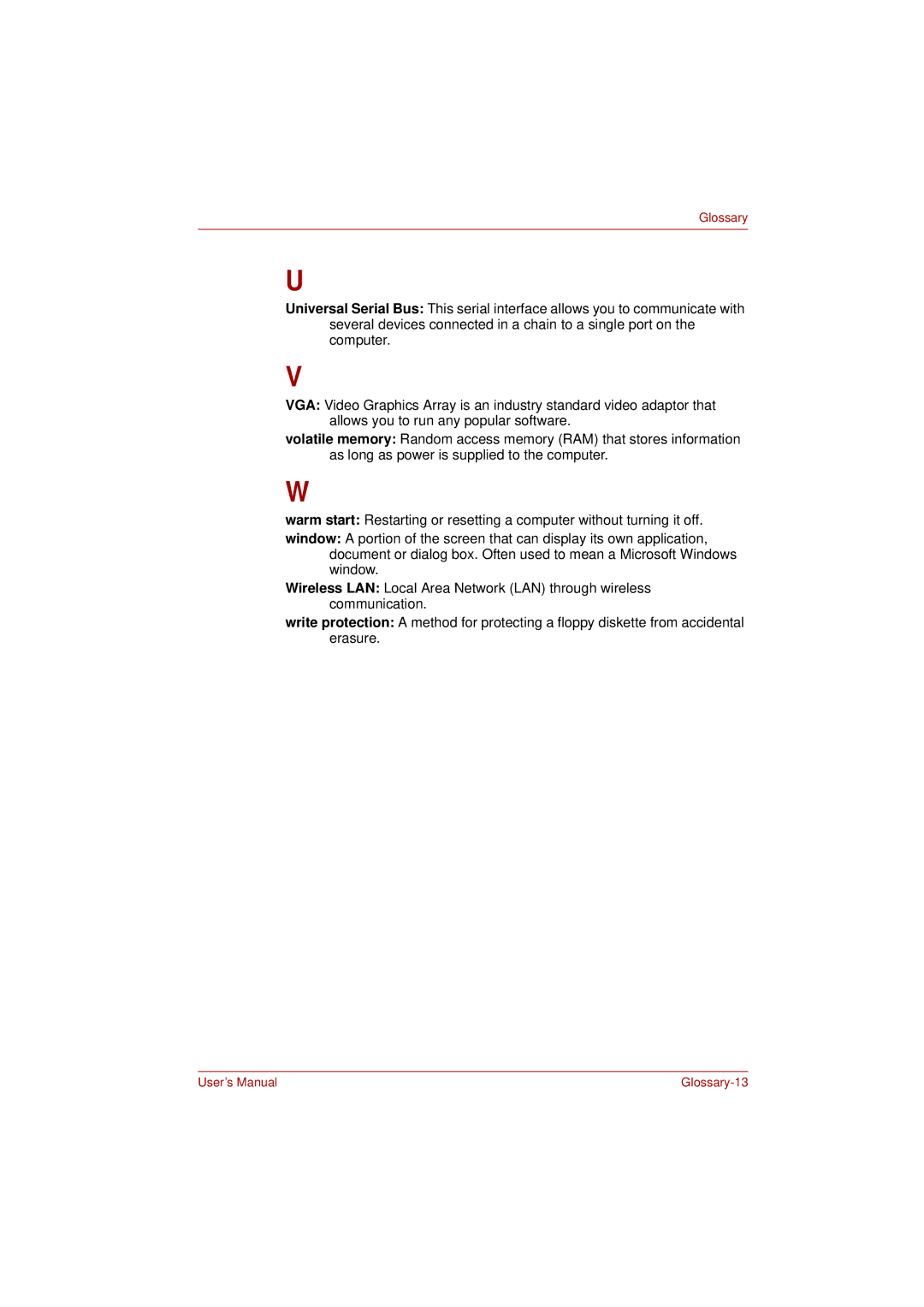 Toshiba L350 user manual Glossary-13 