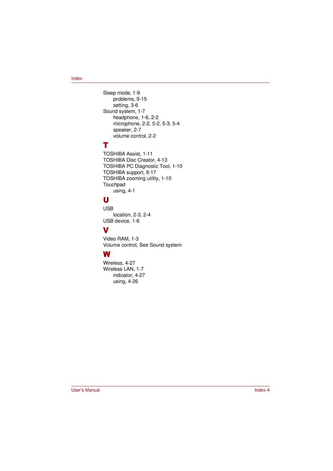 Toshiba L350 user manual Usb 