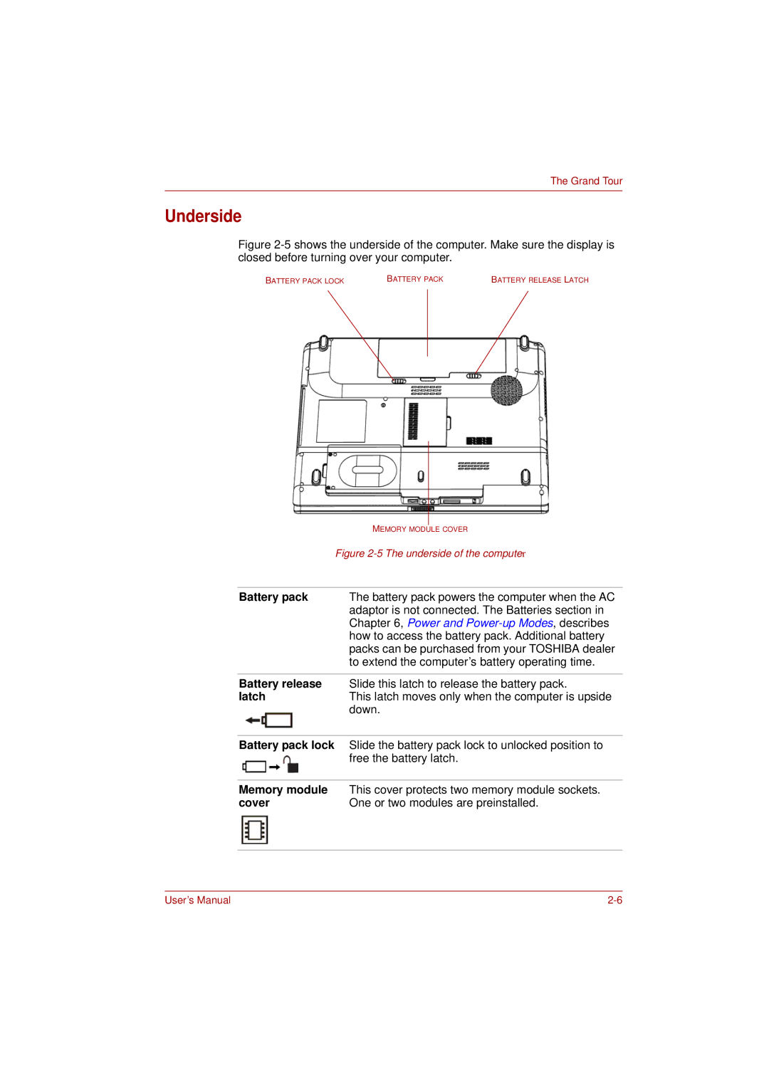 Toshiba L350 user manual Underside 