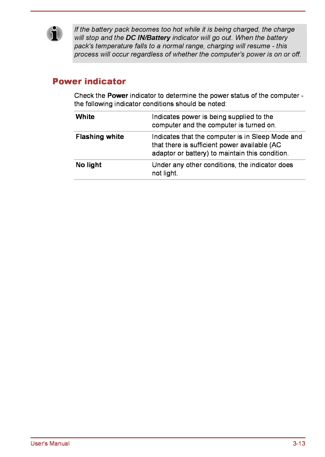 Toshiba L30W-B, L35W-B user manual Power indicator 