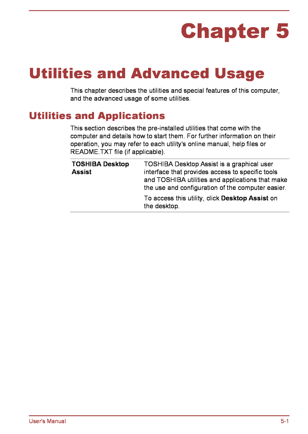 Toshiba L35W-B, L30W-B user manual Utilities and Advanced Usage, Utilities and Applications, Chapter 