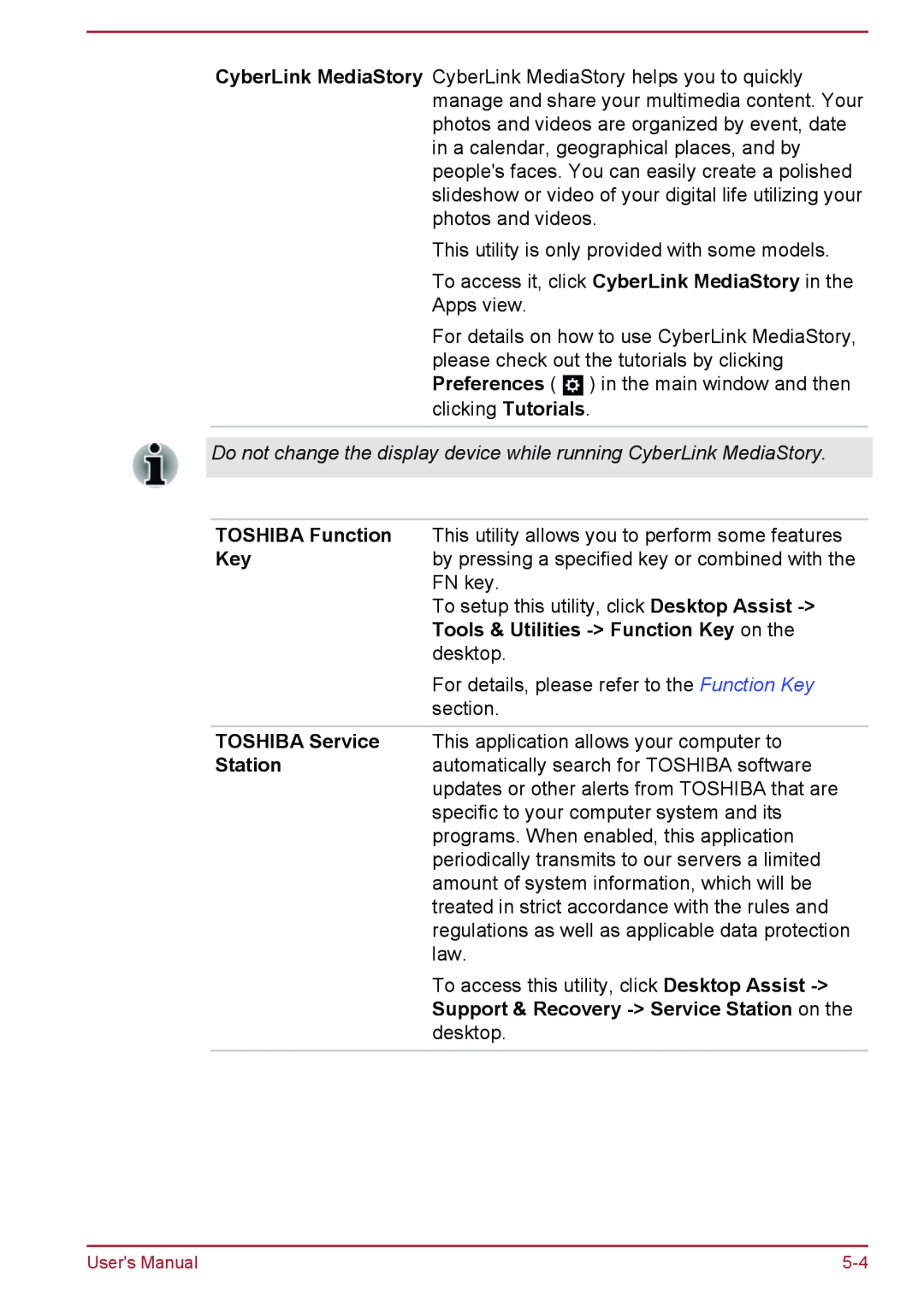 Toshiba L30W-B, L35W-B user manual This utility is only provided with some models 