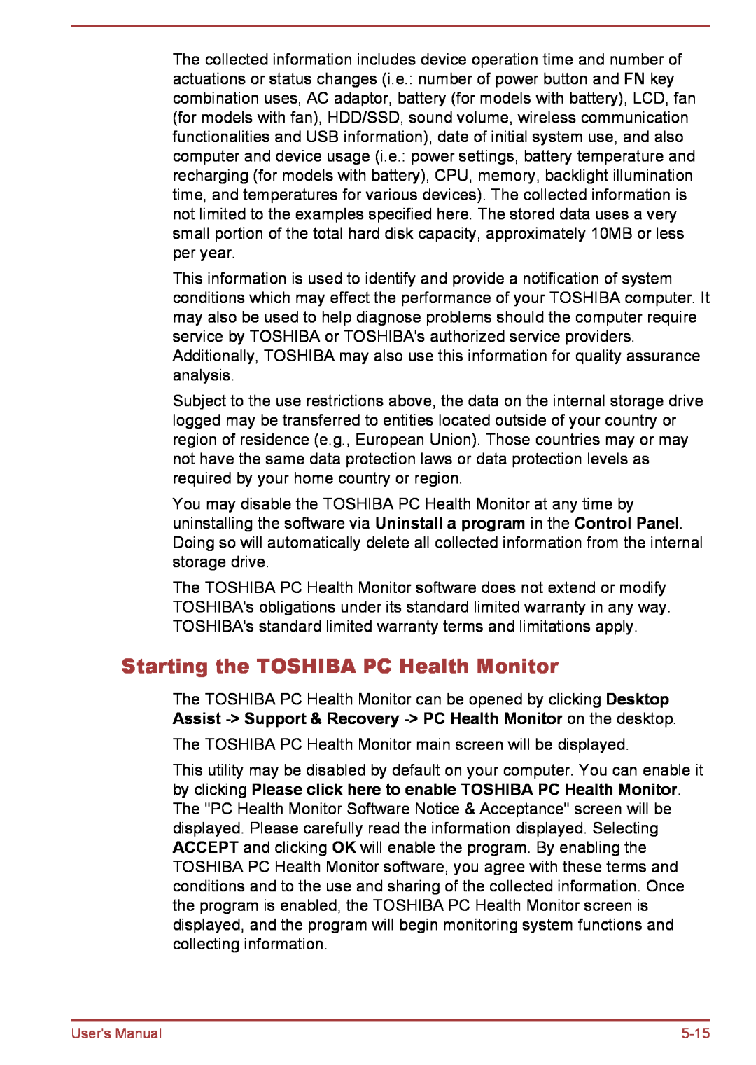 Toshiba L35W-B, L30W-B user manual Starting the TOSHIBA PC Health Monitor 