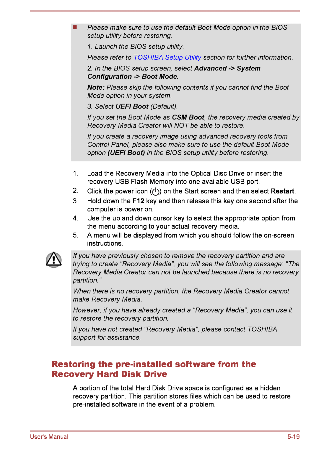 Toshiba L35W-B, L30W-B user manual Click the power icon on the Start screen and then select Restart 