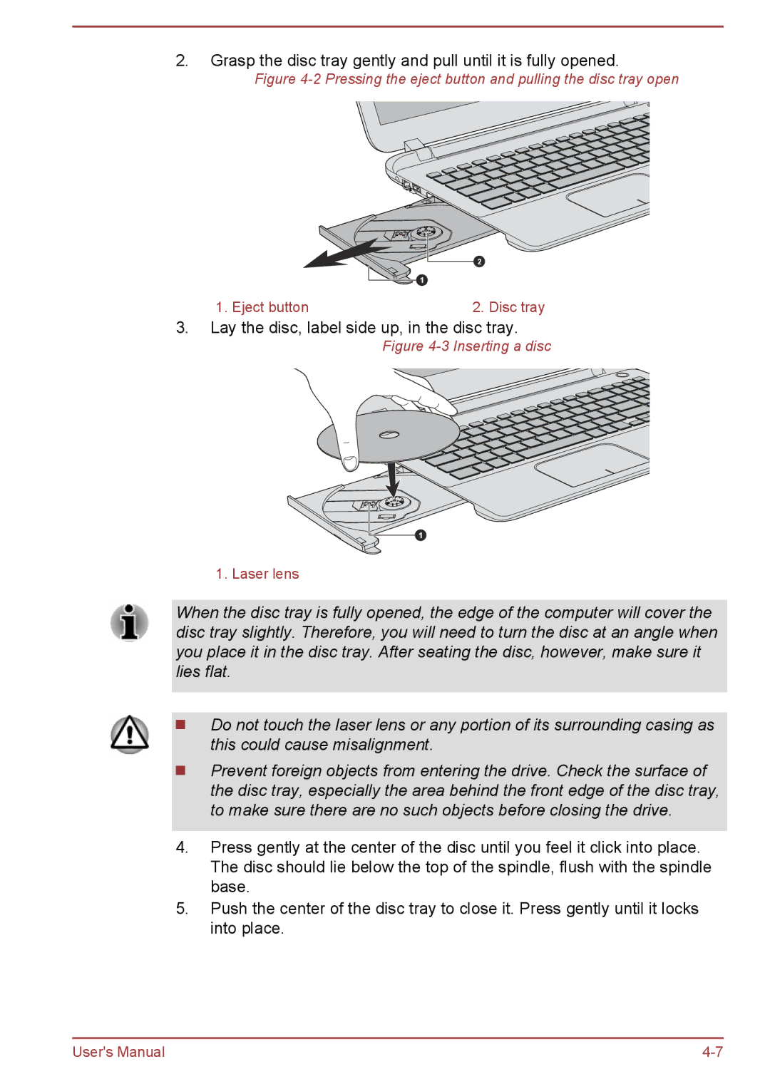 Toshiba L50t-B, L50-B, L50Dt-B, L50D-B manual Grasp the disc tray gently and pull until it is fully opened 